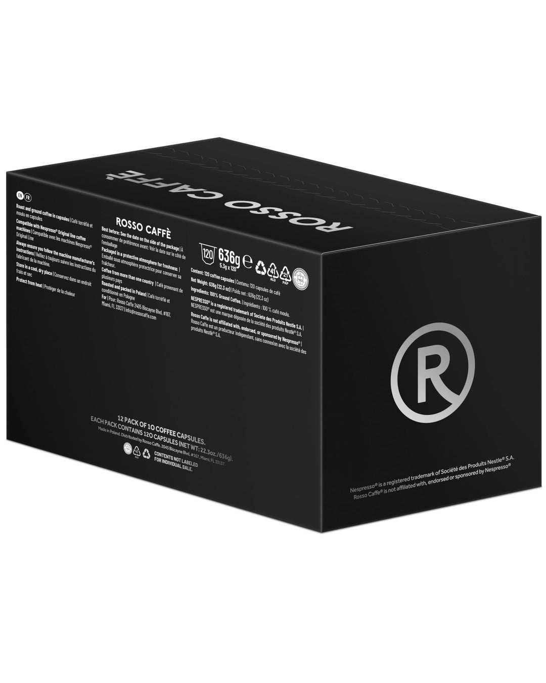 Rosso Caffè – Espresso Coffee Pods – Intense Dark Roast Variety – 120 Pods