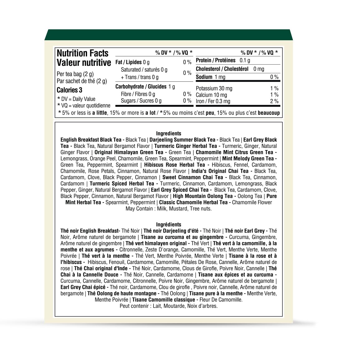 VAHDAM Assorted Tea Sampler – 2 x 15 Premium Flavors in Pyramid Tea Bags - Canadian Distribution - Ships Free Within Canada on Orders Above CAD $199