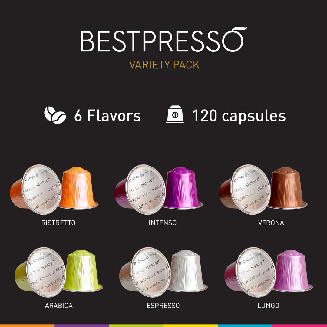 Bestpresso - Espresso Variety Pack Pods - 120 Count - Nespresso Original Compatible