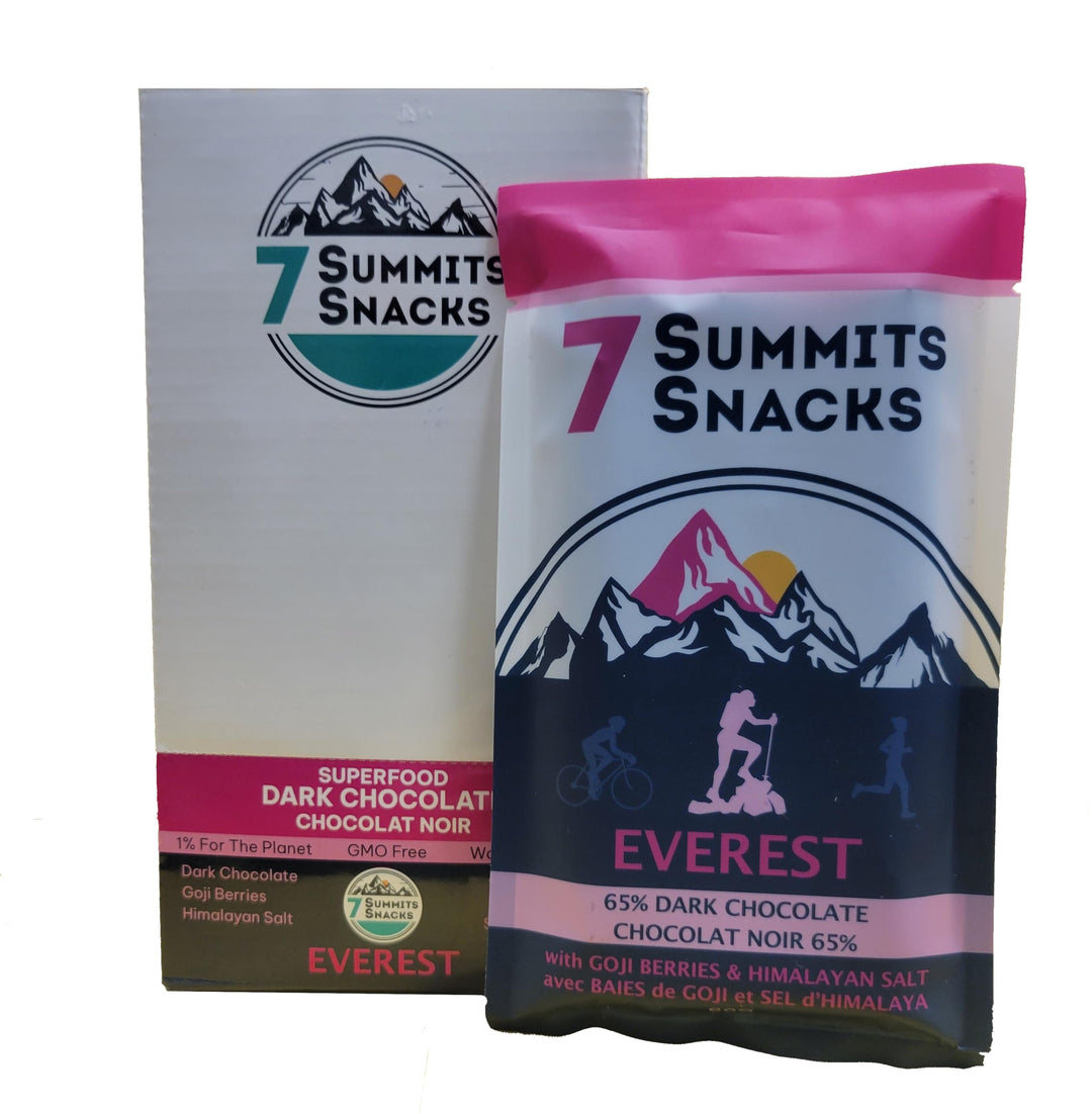 7 Summits Snacks Everest Superfood Chocolate Bar – 12 Pack (80g each) - Canadian Distribution - Ships Free Within Canada on Orders Above CAD $199