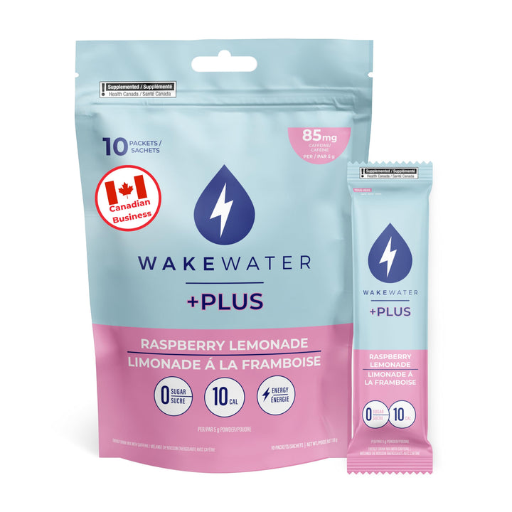 WakeWater Plus – Energy Powder – Raspberry Lemonade – 10 Sticks – Vitamins electrolytes