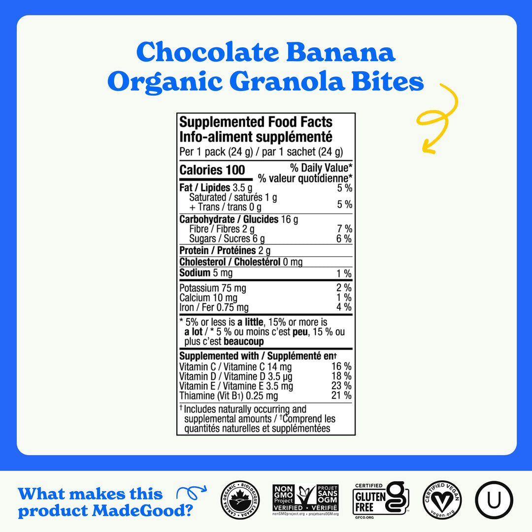 MadeGood – Granola Bites – Chocolate Banana – 28 Count