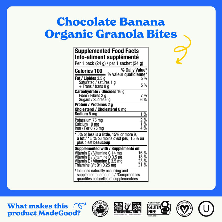 MadeGood – Granola Bites – Chocolate Banana – 28 Count