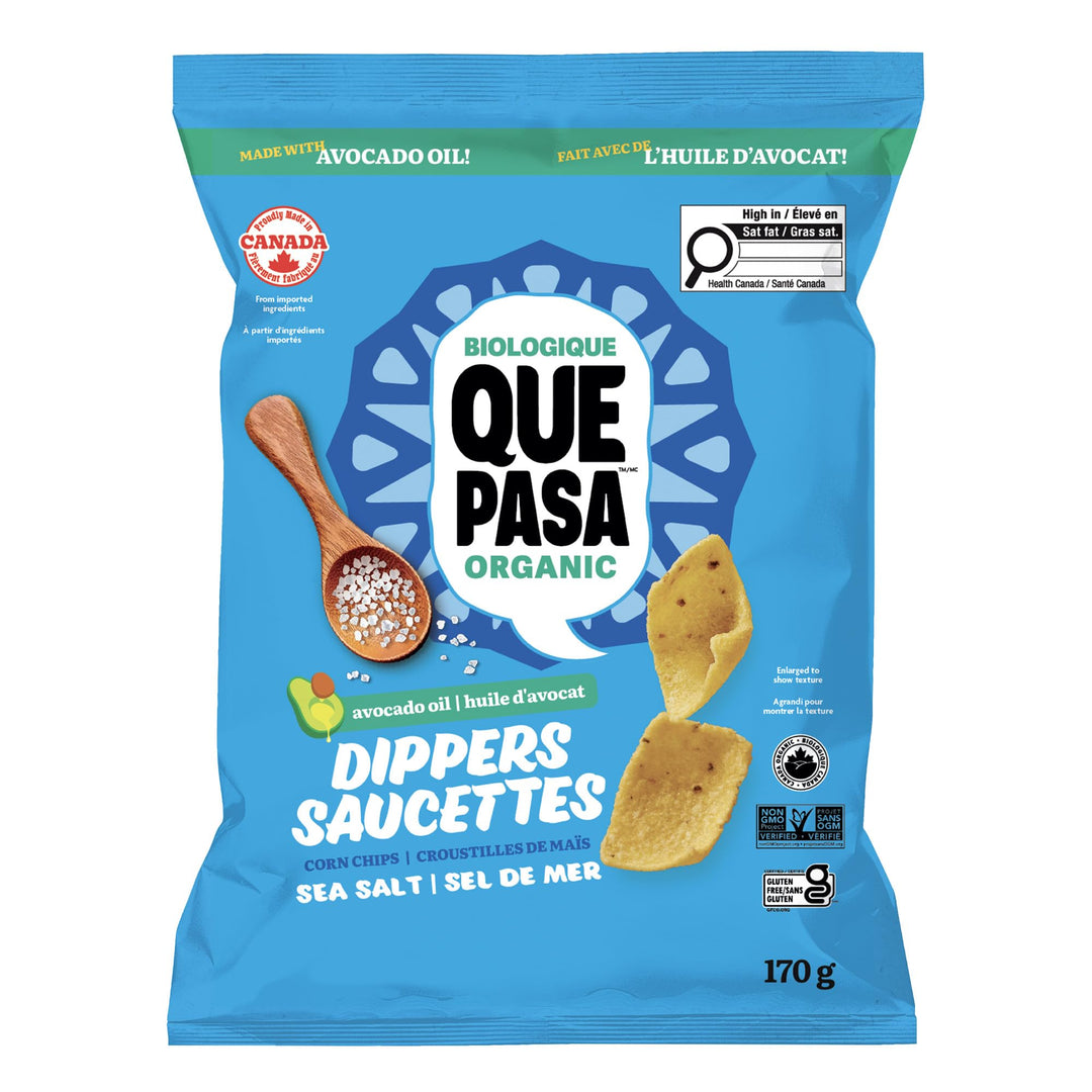 Que Pasa Organic Salted Dippers Tortilla Chips - 12 Pack (170g each) | Gluten Free & Non-GMO - Canadian Distribution - Ships Free Within Canada on Orders Above CAD $199