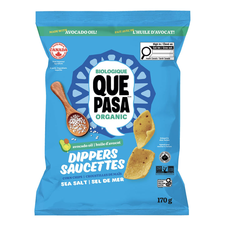 Que Pasa Organic Salted Dippers Tortilla Chips - 12 Pack (170g each) | Gluten Free & Non-GMO - Canadian Distribution - Ships Free Within Canada on Orders Above CAD $199
