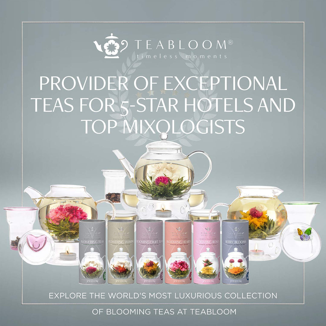 Teabloom – Flowering Tea Gift Set – Blooming Tea Flowers – 12 Flowers (36 Steeps)