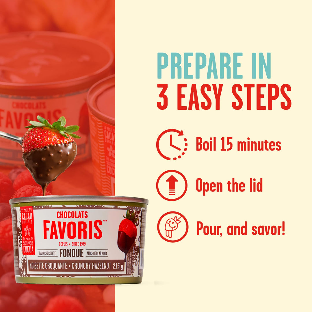 Chocolats Favoris Small Chocolate Fondue (2 x 215 g) – Ready in 15 Minutes - Canadian Distribution - Ships Free Within Canada on Orders Above CAD $199