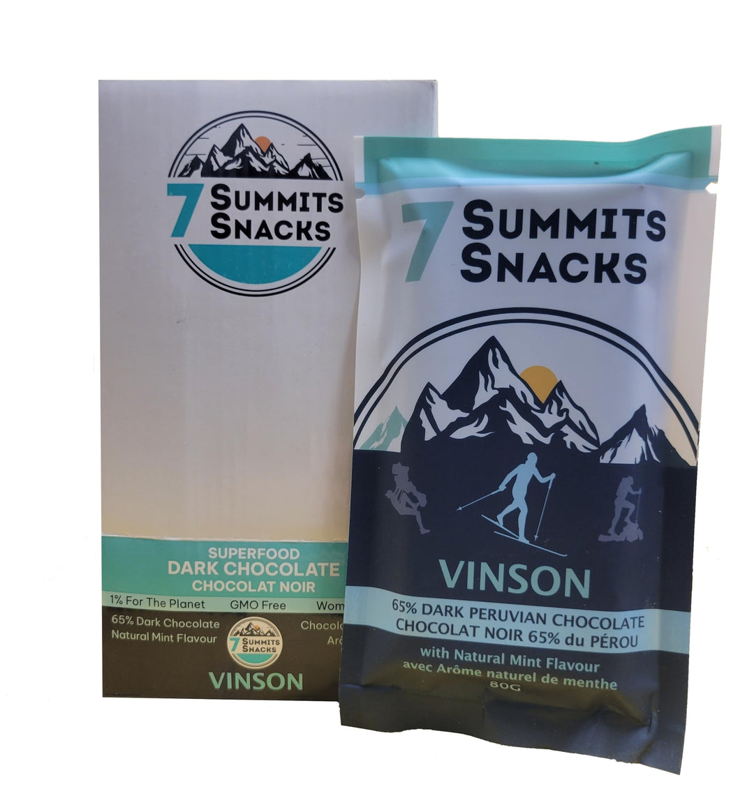 7 Summits Snacks Vinson Superfood Chocolate Bar – 12 Pack (80g each) - Canadian Distribution - Ships Free Within Canada on Orders Above CAD $199