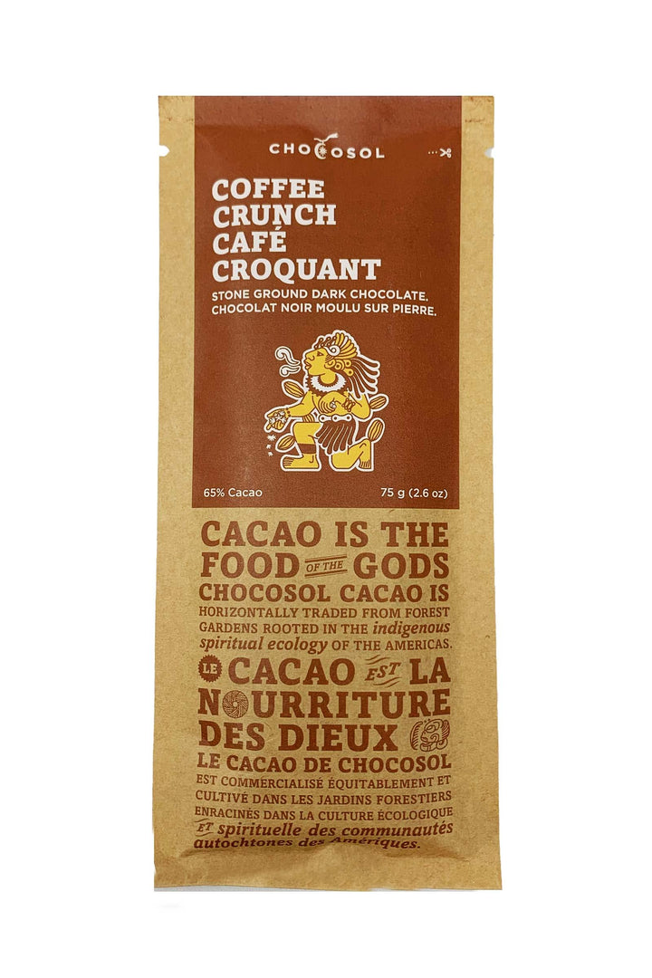 ChocoSol Coffee Crunch 65% Dark Chocolate Bar - 2 x 75g - Canadian Distribution - Ships Free Within Canada on Orders Above CAD $199