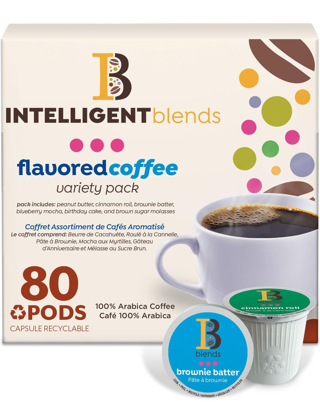 Intelligent Blends – Coffee Pods Variety Pack – 6 Flavours – 80 Count – Recyclable pods
