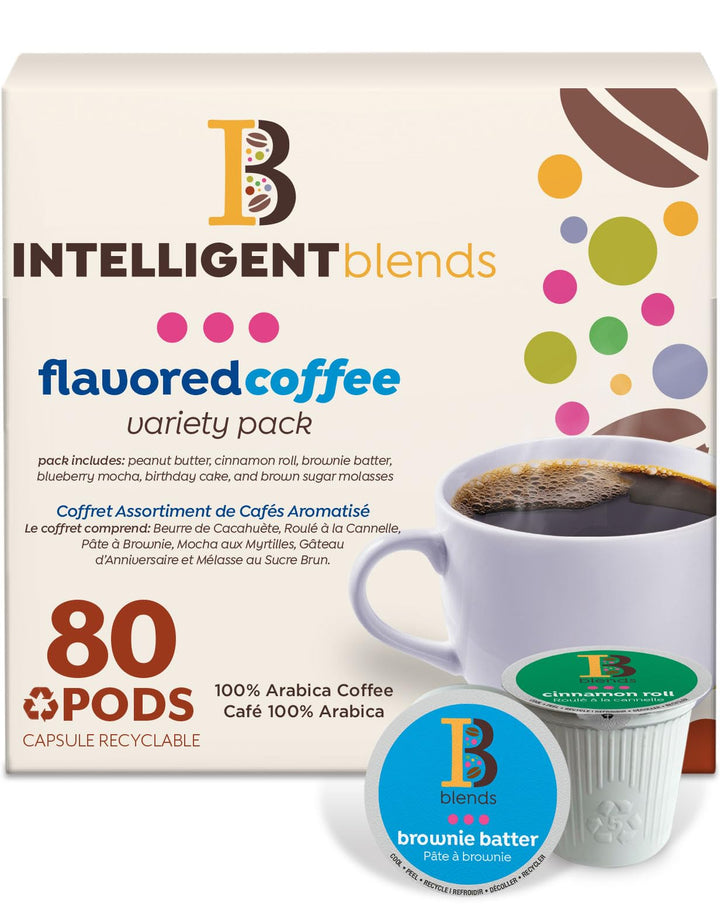 Intelligent Blends – Coffee Pods Variety Pack – 6 Flavours – 80 Count – Recyclable pods
