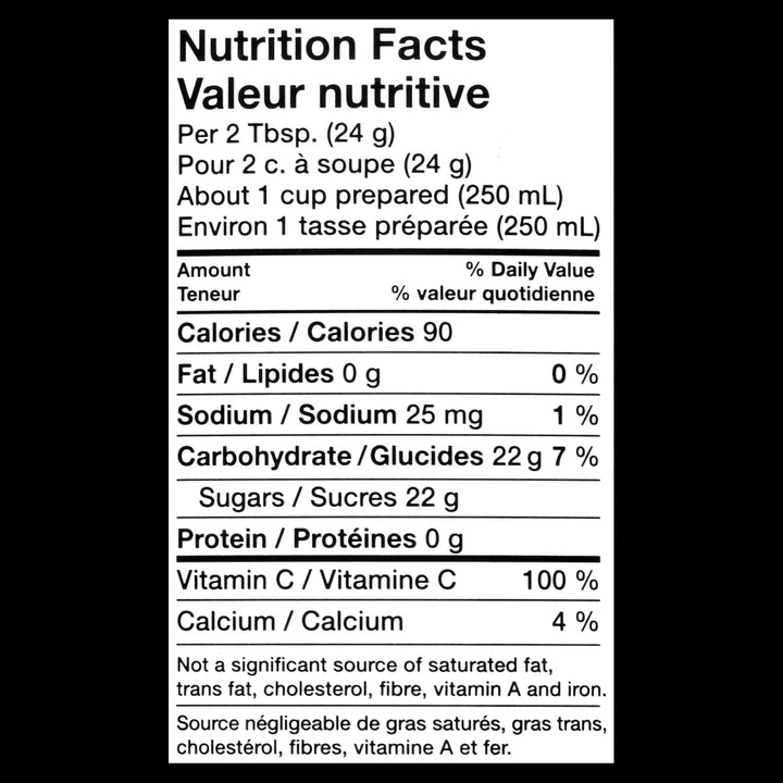 Nutritional Info for Country Time Lemonade Drink Mix, 2.4kg (Pack of 6) - Canadian Distribution - Ships Free Within Canada on Orders Above CAD $199