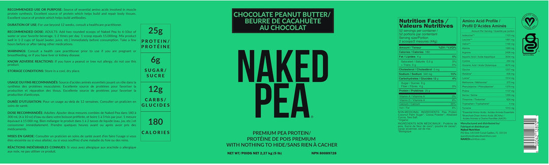 Pea – Chocolate Peanut Butter Protein Powder – 52 Servings – 5lb
