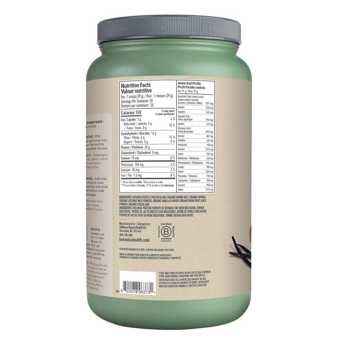 Botanica – Organic Vegan Perfect Protein – Vanilla – 780g