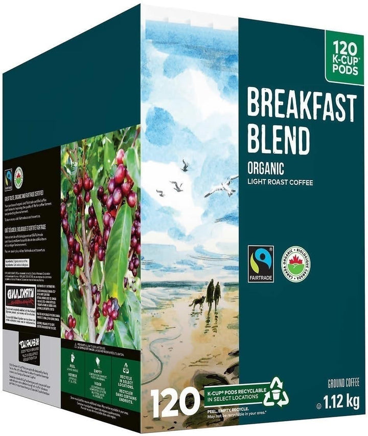 Kirkland Signature – Organic Breakfast Blend Coffee – Light Roast – 120 K Cups