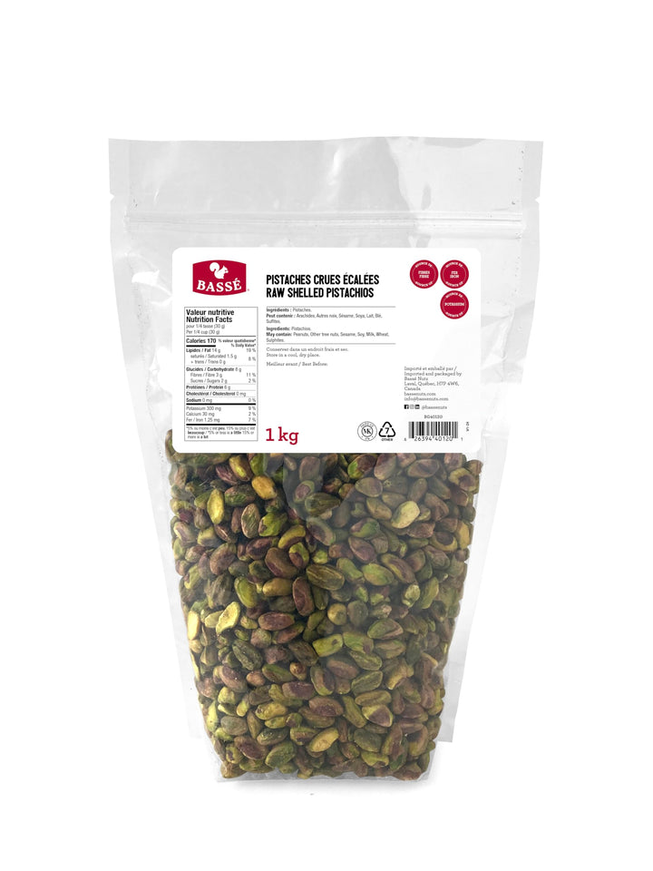 Bassé – Raw Pistachios – No Shells – 1kg – Unsalted & Unroasted