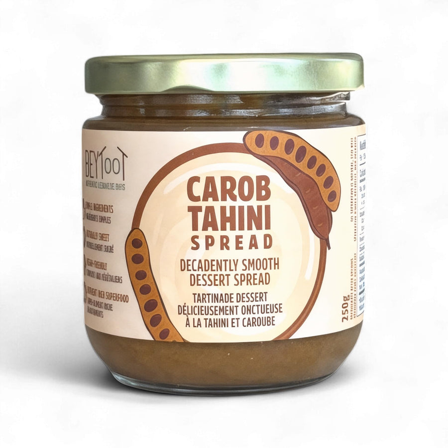 Beytoot Carob Tahini Spread – Sesame & Carob Molasses Blend – Vegan, No Refined Sugar – 250g Glass Jar - Canadian Distribution - Ships Free Within Canada on Orders Above CAD $199