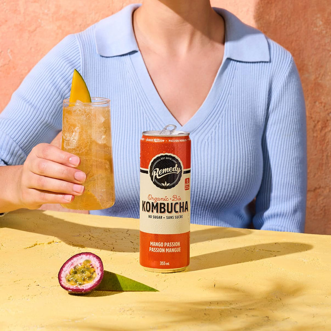 Remedy – Kombucha – Mango Passion – 24 × 355mL – Sugar free