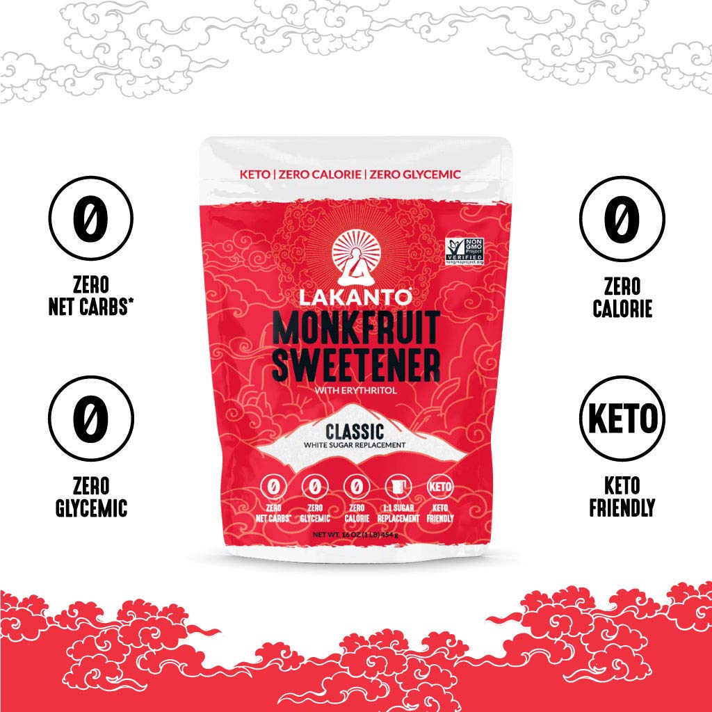 Lakanto Classic Monk Fruit Sweetener with Erythritol – 1 lb Natural Sugar Substitute for Baking, Beverages & Cooking - Canadian Distribution - Ships Free Within Canada on Orders Above CAD $199