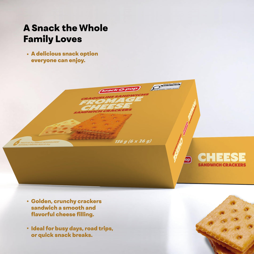 Krack-O-Pop Cheese Sandwich Crackers – 2 x 156g Box - Canadian Distribution - Ships Free Within Canada on Orders Above CAD $199