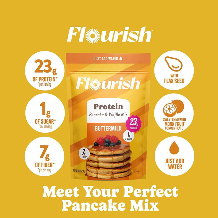 Flourish – Protein Pancake & Waffle Mix – Buttermilk – 430g x 2