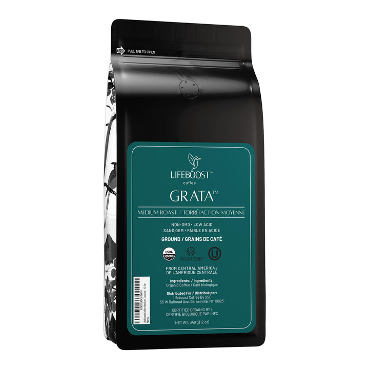 Lifeboost – Ground Coffee – Medium Roast – 12oz – Low acid organic
