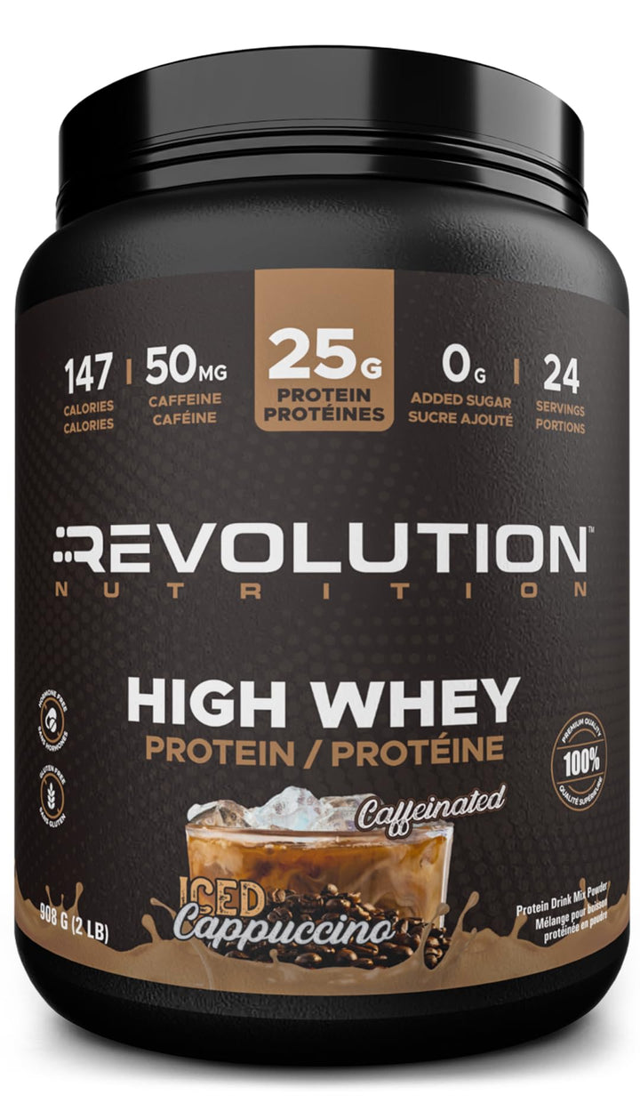Revolution Nutrition – High Whey Protein – Caffeinated Iced Cappuccino – 908g (2 lb)
