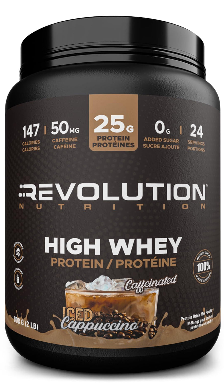 Revolution Nutrition – High Whey Protein – Caffeinated Iced Cappuccino – 908g (2 lb)