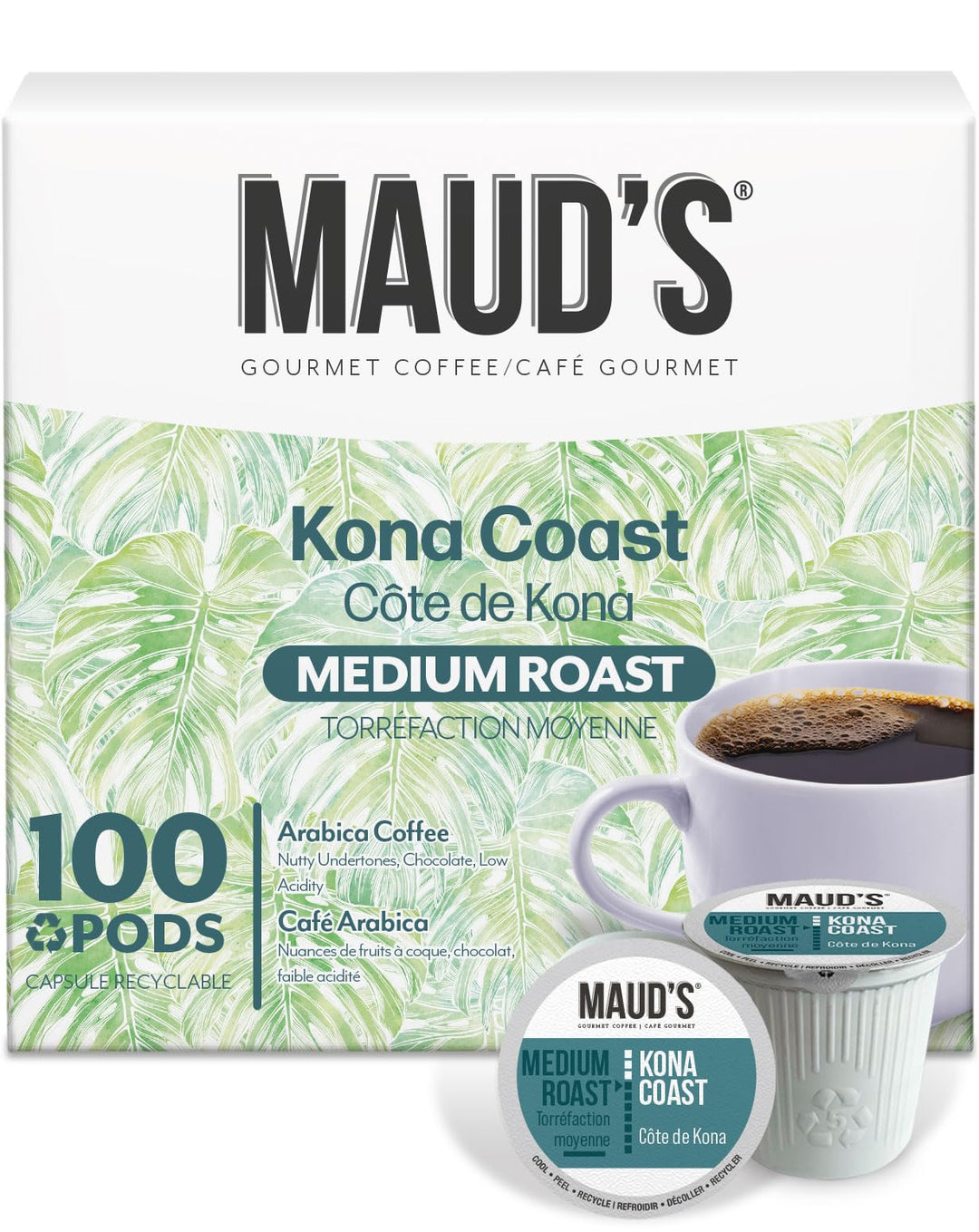 Maud’s – Kona Coffee Pods – Medium Roast – 100 ct