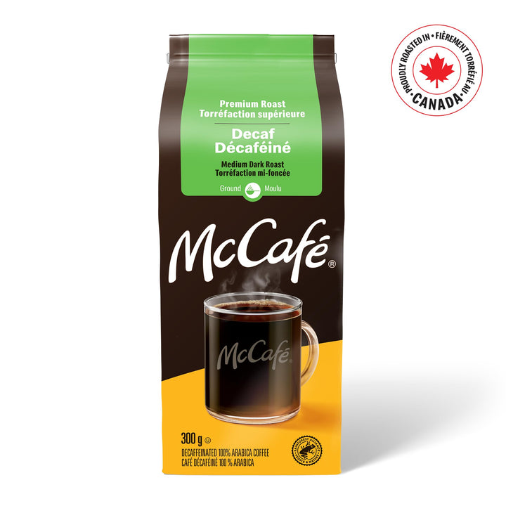 McCafé Premium Medium Dark Roast Decaf Ground Coffee, 6 x 300g - Canadian Distribution - Ships Free Within Canada on Orders Above CAD $199