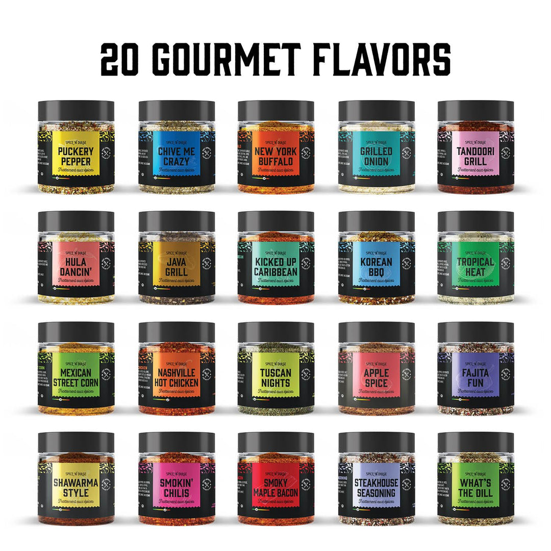 Thoughtfully – Grilling Spice Gift Set – 20 Flavours – 20 Jars – BBQ seasoning collection