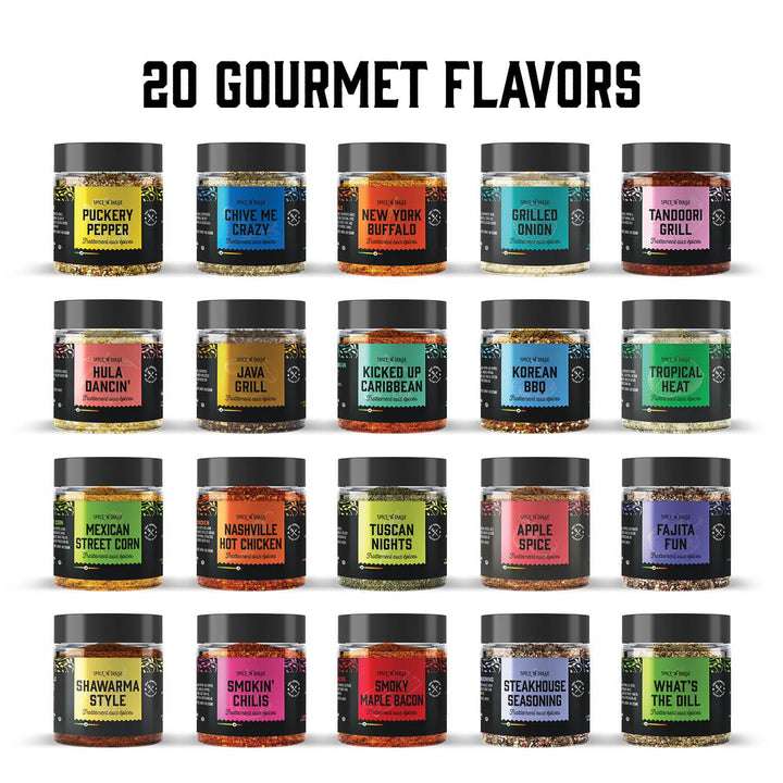 Thoughtfully – Grilling Spice Gift Set – 20 Flavours – 20 Jars – BBQ seasoning collection