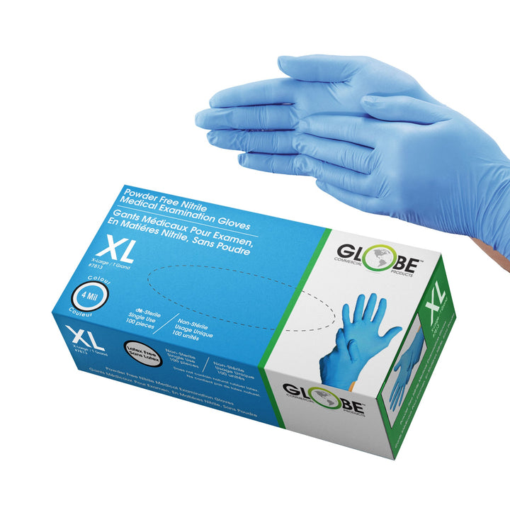 Sky Blue 4 Mil Nitrile Gloves Powder-Free - Sold By The Case