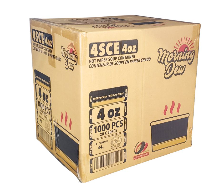 Morning Dew - 4 oz Paper Containers - Ebony Print - 20 x 50 count