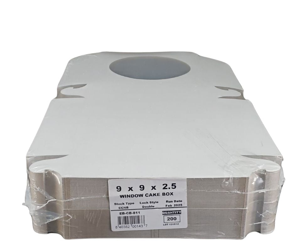 EB - Boîtes à gâteaux blanches - Avec fenêtre - 9x9x2.5 (Boîte à tarte)
