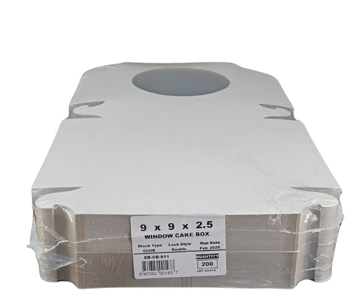 EB - Boîtes à gâteaux blanches - Avec fenêtre - 9x9x2.5 (Boîte à tarte)