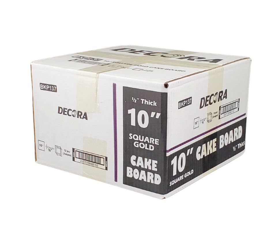 Decora - 10" Square 1/2" Cake Board - Gold