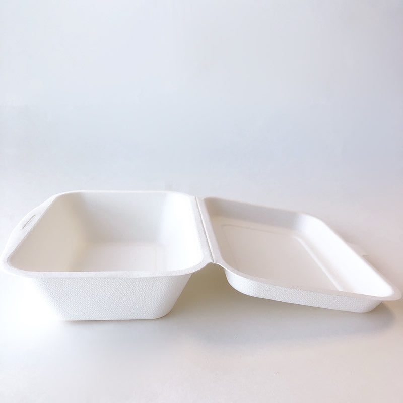 7" x 5" x 2.5" Sugarcane Clamshell 500cs - Disposable Take Away Food Packaging - Canadian Distribution