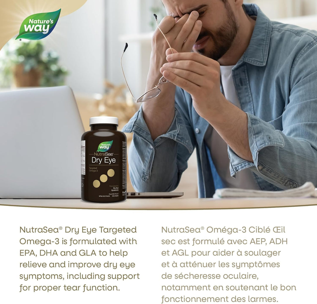 Nature's Way – NutraSea Omega-3 pour la sécheresse oculaire – Menthe fraîche – 120 gélules