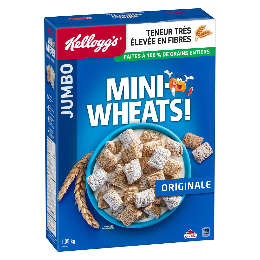 Kellogg's Mini-Wheats® Jumbo Original Frosted Cereal 2 x 1050g – High Fibre Whole Grain Biscuits - Canadian Distribution - Ships Free Within Canada on Orders Above CAD $199