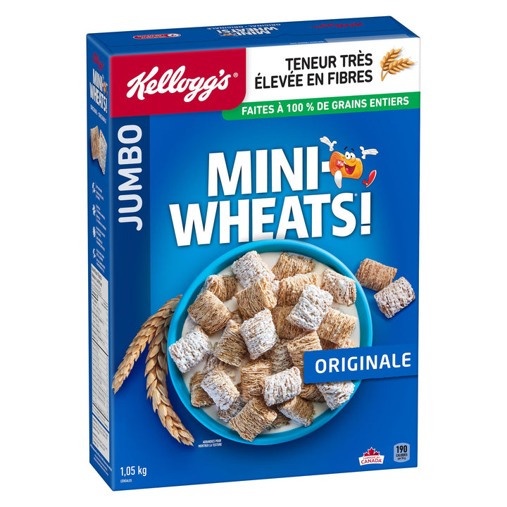 Kellogg's Mini-Wheats® Jumbo Original Frosted Cereal 2 x 1050g – High Fibre Whole Grain Biscuits - Canadian Distribution - Ships Free Within Canada on Orders Above CAD $199