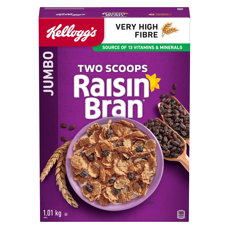 Kellogg's Two Scoops Raisin Bran Cereal Crunch 2 x 1010g - Canadian Distribution - Ships Free Within Canada on Orders Above CAD $199