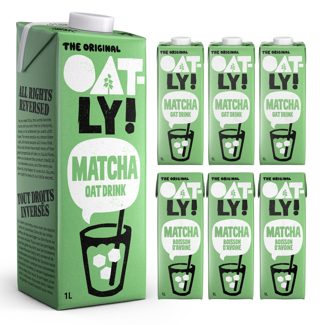 Oatly Matcha Oat Drink - Plant-Based Ready-to-Drink Latte, 6x1L Cartons - Canadian Distribution - Ships Free Within Canada on Orders Above CAD $199