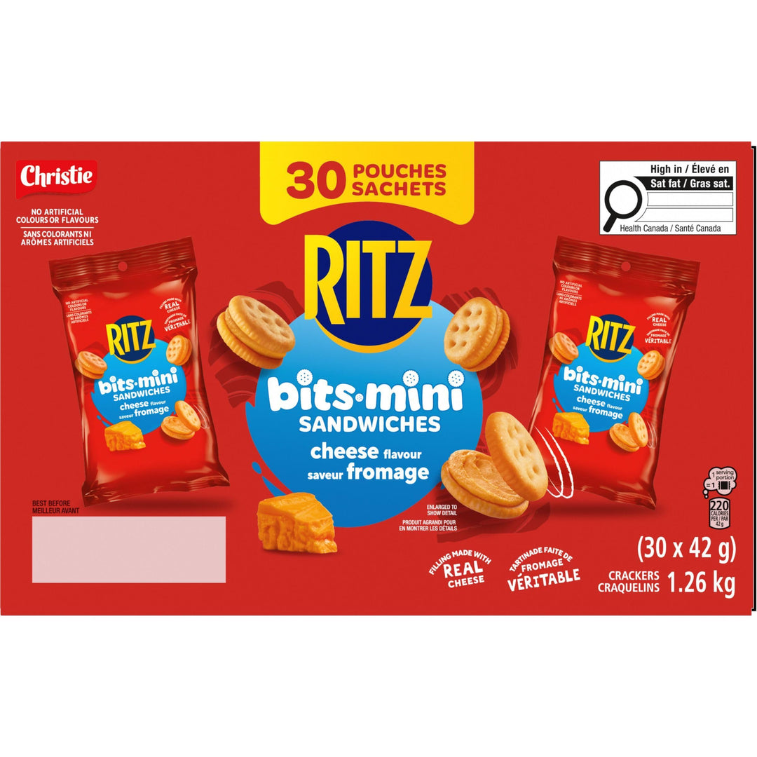 RITZ BITS Cheese Sandwiches - 30 Individual Snack Packs (1.26 kg) - Canadian Distribution - Ships Free Within Canada on Orders Above CAD $199