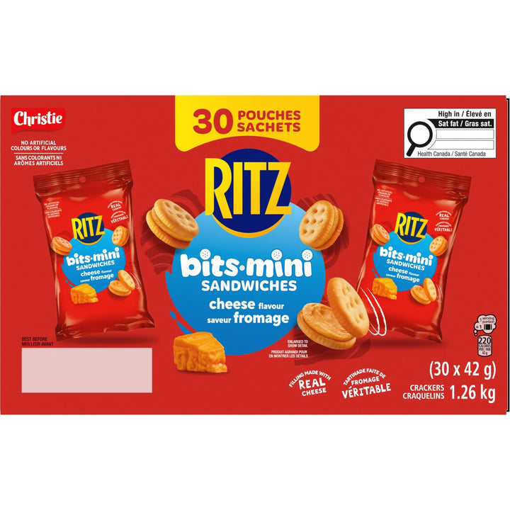 RITZ BITS Cheese Sandwiches - 30 Individual Snack Packs (1.26 kg) - Canadian Distribution - Ships Free Within Canada on Orders Above CAD $199