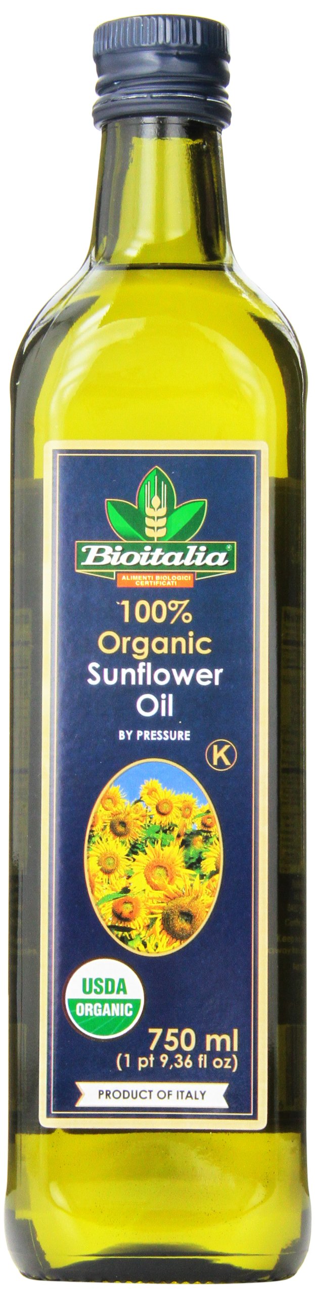 Bioitalia Organic Sunflower Oil 750ml - Canadian Distribution - Ships Free Within Canada on Orders Above CAD $199