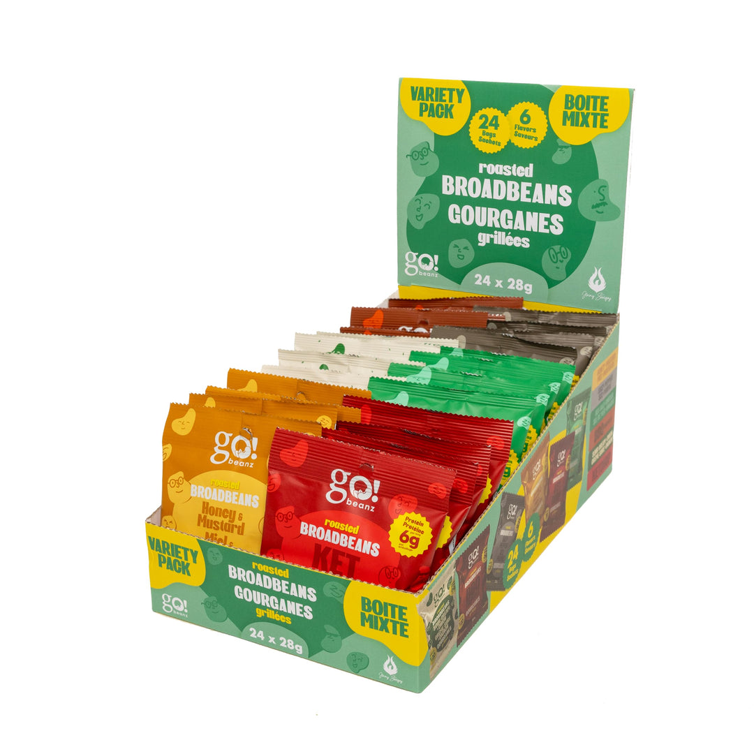 GoBeanz – Crunchy Roasted Broad Beans – Variety Pack – 24 × 28g