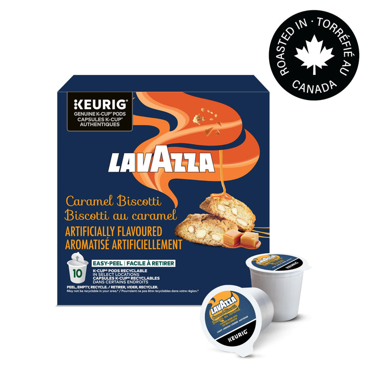Lavazza Caramel Biscotti Light Medium Roast K-Cup Pods – 60 Count - Canadian Distribution - Ships Free Within Canada on Orders Above CAD $199