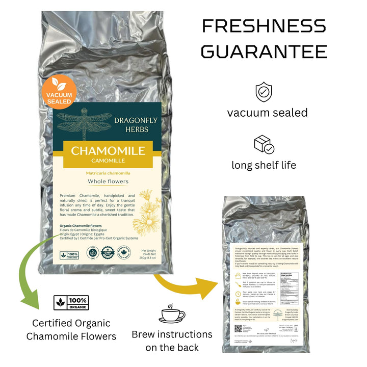 Dragonfly Herbs – Chamomile Tea – Organic Whole Flowers – 250g