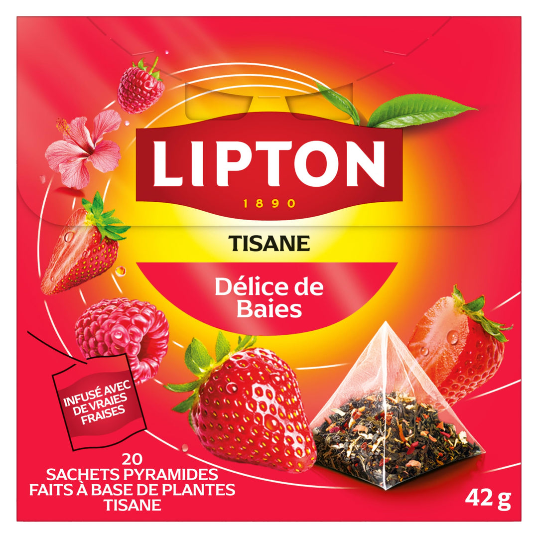 Lipton Berry Bliss Herbal Tea Pyramids – 20 Tea Bags (4-Pack) - Canadian Distribution - Ships Free Within Canada on Orders Above CAD $199